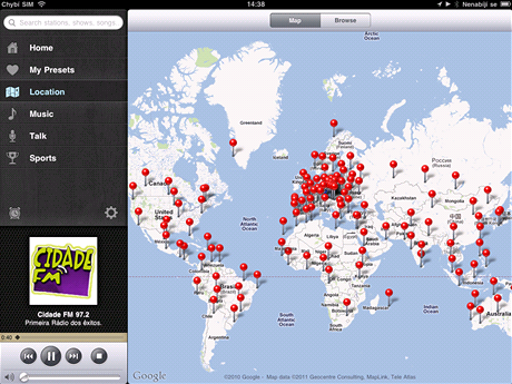 Aplikace pro iPad - TuneIn Radio