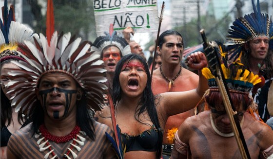 Protest proti stavb pehrady Belo Monte v Brazílii (29. záí 2011)