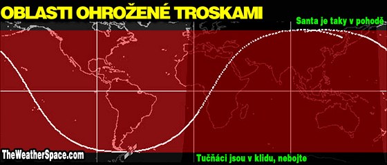 Oblasti ohroen troskami satelitu UARS