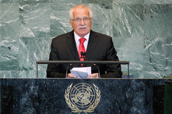 Václav Klaus hovoí pi projevu ve veobecné rozprav Valného shromádní OSN.
