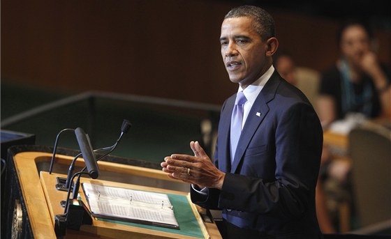 Barack Obama pi projevu ped Valným shromádním OSN (21. záí 2011)