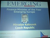 Ministr financ Miroslav Kalousek zskal cenu pro nejlepho ministra financ