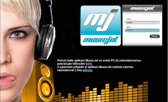 Na stránkách serveru MusicJet u lze stáhnout aplikaci pro poslech hudby ze stejnojmenné sluby.