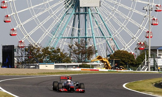 Jenson Button pi tréninku na Velkou cenu Japonska