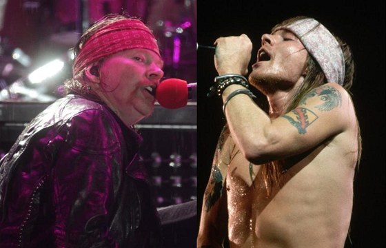 Axl Rose v roce 2011 a na zaátku 90. let