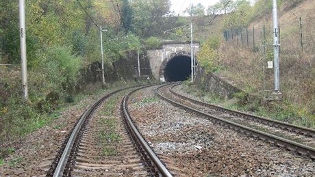 Osobní motorový vlak pejel v tunelu chodce. Ilustraní snímek