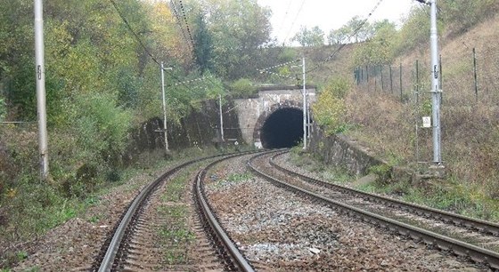 Osobní motorový vlak pejel v tunelu chodce. Ilustraní snímek