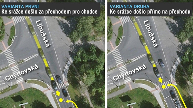 Mapka - Dopravní nehoda, pi ní Deana Jakubisková srazila v Praze 4