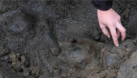Kostern pozstatky z 12.stolet, kter nali archeologov pi przkumu