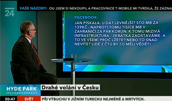 Marek Ebert v poadu eské televize Hydepark, zdroj: Archiv T - printscreen ze