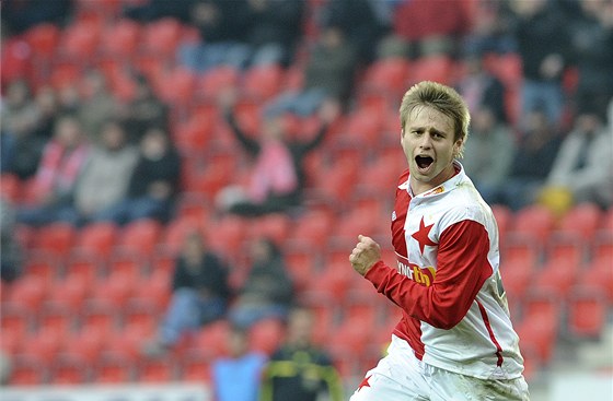 Takhle slavil Martin Hurka premiérový gól v dresu Slavie. Bude se mu dait na ikov?