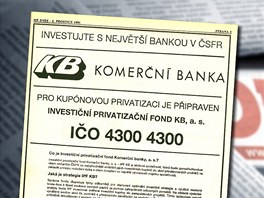 Inzerce investinho fondu Komern banky ped prvn vlnou kupnov privatizace