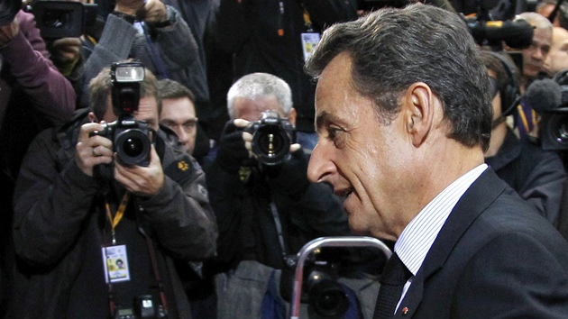 Francouzský prezident Nicolas Sarkozy na summitu v Bruselu.