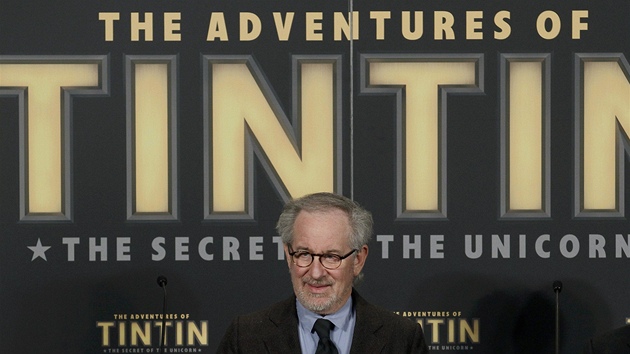 Steven Spielberg ped premirou filmu Tintinova dobrodrustv v Bruselu