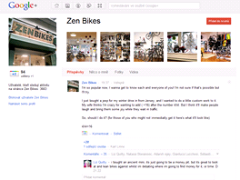 Strnka obchdku Zen Bikes na Google Plus