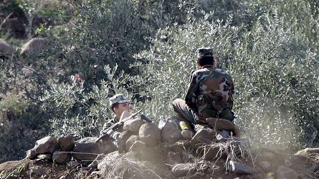 Pozice syrské armády na hranici s Libanonem (1. listopadu 2011)