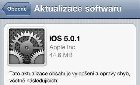 Aktualizace iOS 5.0.1 pro iPhone