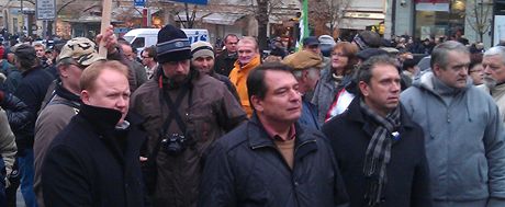 Jií Paroubek a píznivci jeho nové strany na demonstraci na Václavském námstí