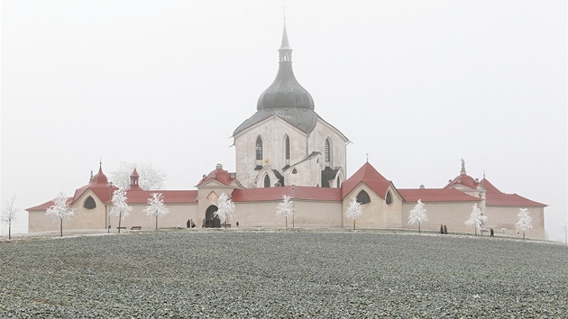 Inverze a námraza na poutním míst - kostele Sv. Jana Nepomuckého na Zelené hoe