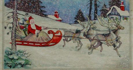 Historická vánoní pohlednice s ddou Mrázem