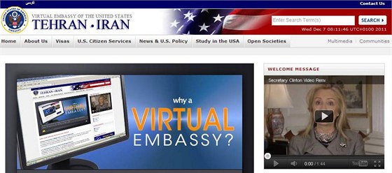 Stránky virtuální americké ambasády v Teheránu (7. prosince 2011)