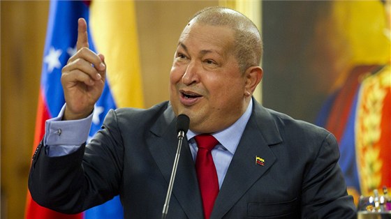 Hugo Chávez na tiskové konferenci (6. prosince 2011)