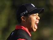 JE TO TAM. Tiger Woods se raduje po triumfu v Thousand Oaks. 