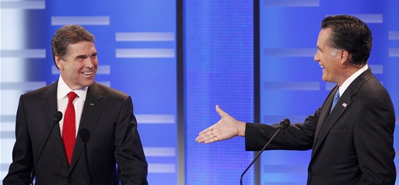 Mitt Romney se chtl bhem debaty vsadit o 10 tisíc dolar, Rick Perry ale