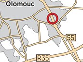 Nebezpen sek silnice I/55 v Olomouci u Solnch mln.