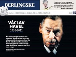 erná pední strana dánského listu Berlingske (19. prosince 2011)
