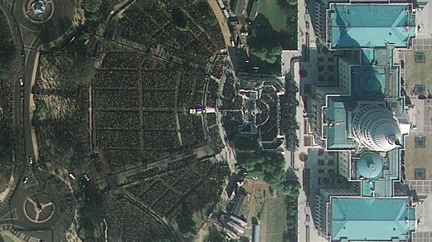 Satelitní snímek inaugurace Baracka Obamy.