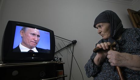 Ilustraní foto: Vystoupení Vladimíra Putina v televizi.