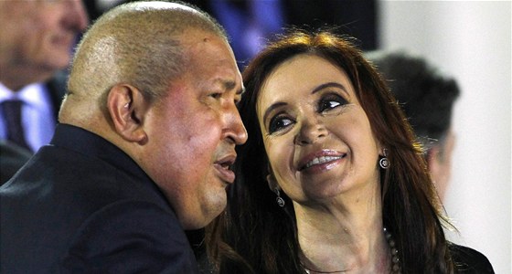 Venezuelský vdce Hugo Chávez s argentinskou prezidentkou Cristinou