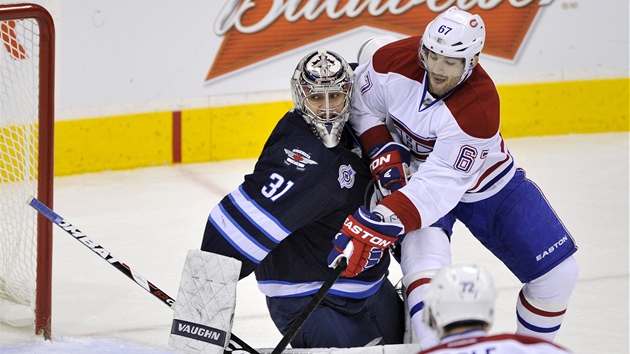 Max Pacioretty z Montrealu byl sice hodn dotrný, branká Winnipegu Ondej