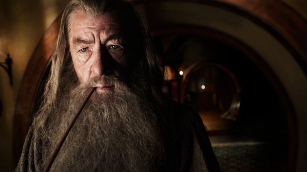 Ian McKellen jako Gandalf ve filmu Hobbit