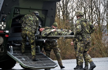 esko poskytne do spolené bojové jednotky Visegrádu zdravotníky a zajistí logistickou podporu. Na snímku zdravotnická verze obrnnce Pandur