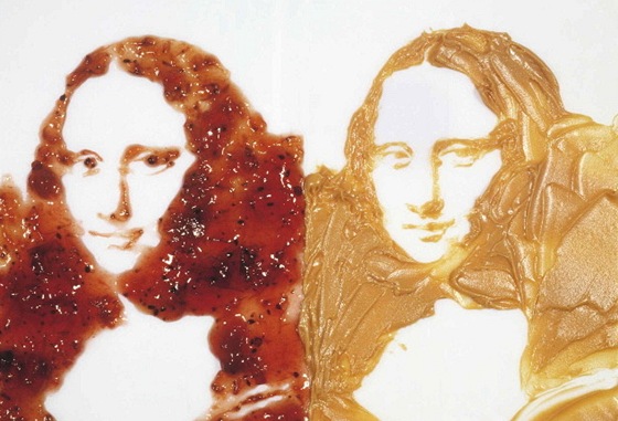 Vik Muniz: Mona Lisa (z araídového másla a marmelády)