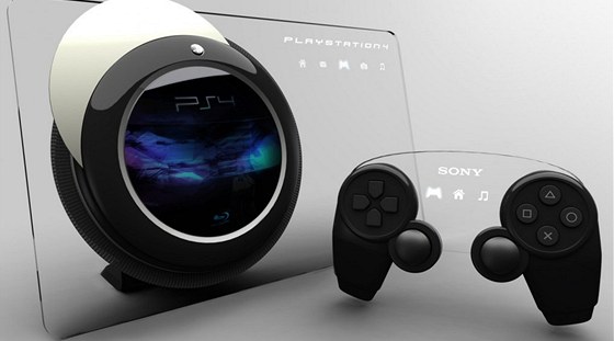 Designérský koncept PlayStation 4. Toto není skutená podoba pipravované konzole. Ilustraní foto