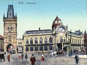 Historick pohlednice Reprezentanho domu (dnes Obecn dm) a Pran brny v