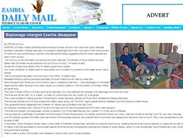 Server Zambia Daily Mail se zaml, co se stalo s trojic ech (5. ledna 2012)