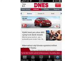 Aplikace MF DNES pro iPhone s aktualizac 