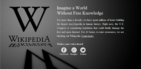 Anglická verze Wikipedie se na protest proti chystaným americkým zákonm
