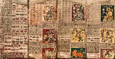 Stránky dráanského kodexu, jednoho z hlavních písemných zdroj o mayské kultue
