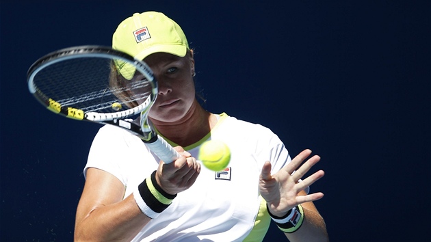 FORHEND. Vra Duevinová v utkání prvního kola Australian Open. 