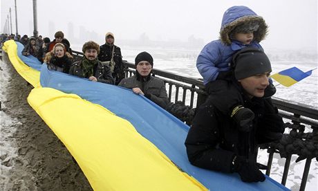 Demonstrace pi píleitosti Dne sjednocení v Kyjev (22. ledna 2012)