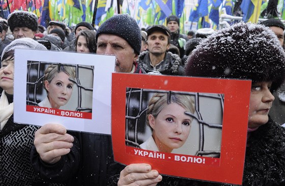 Na podporu Tymoenkové se na Ukrajin i demostruje
