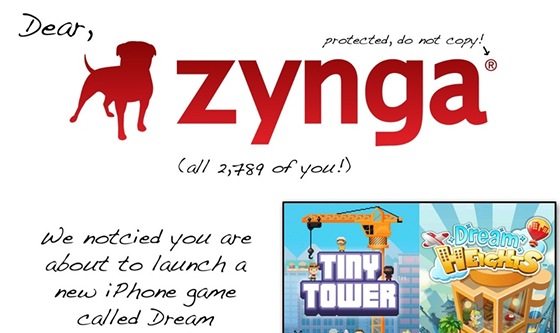 Dopis od autor hry Tiny Tower, kterou Zynga naklonovala