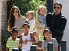 Angelina Jolie a Brad Pitt s dtmi (jejich vlastní potomci Vivienne, Shiloh a...