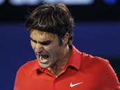 COME ON! vcarsk tenista Roger Federer se raduje v semifinle Australian Open