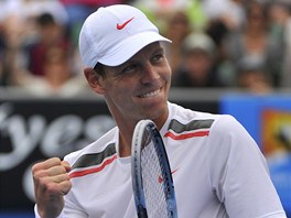 POVEDLO SE. Tom Berdych ve tetm kole Australian Open.